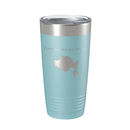 Assawompset Pond Tumbler Lake Map Travel Mug Insulated Laser Engraved Coffee Cup Massachusetts 20 oz-13