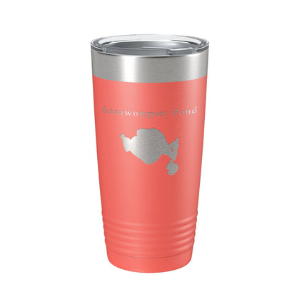 Assawompset Pond Tumbler Lake Map Travel Mug Insulated Laser Engraved Coffee Cup Massachusetts 20 oz-20
