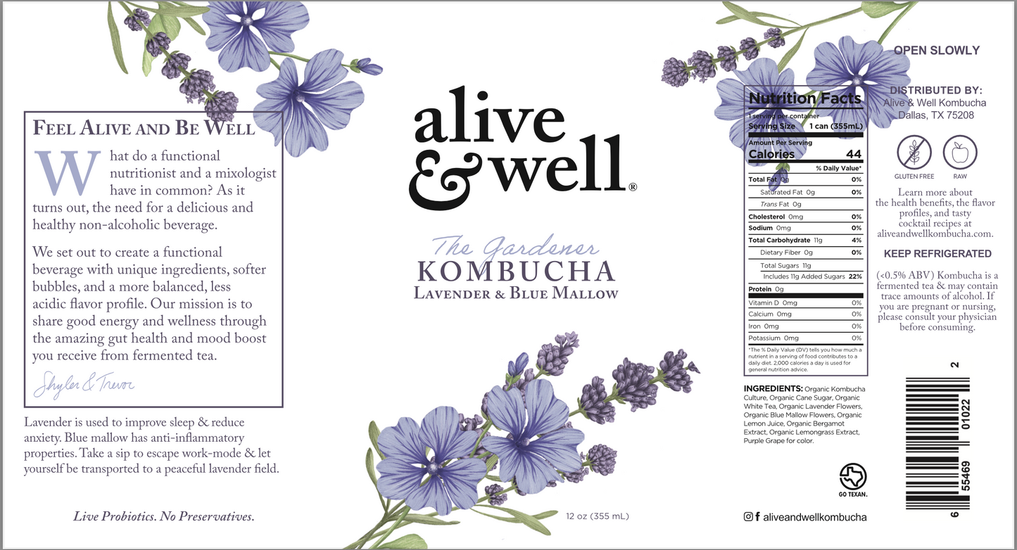 Alive & Well Kombucha - Lavender & Blue Mallow (6pk)