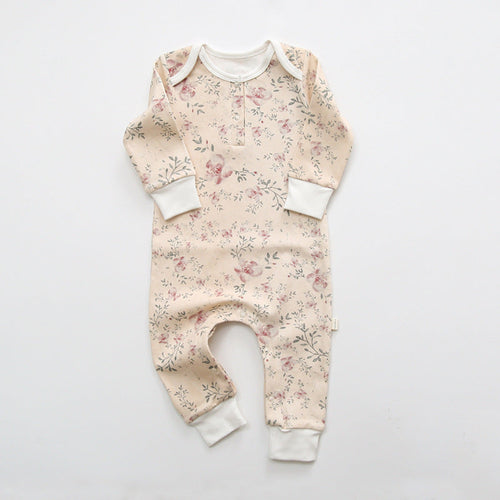 Baby Floral Graphic Envelope Collar Design Soft Cotton Nordic Style