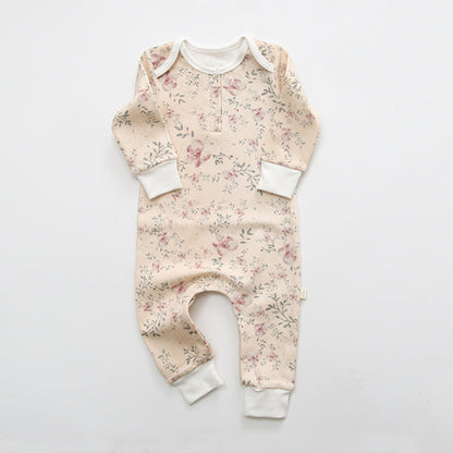 Baby Floral Graphic Envelope Collar Design Soft Cotton Nordic Style