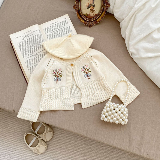 Floral Graphic Cute Knitted Quality Cardigan Coat