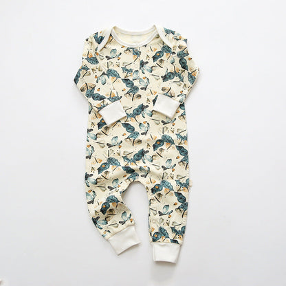 Baby Floral Graphic Envelope Collar Design Soft Cotton Nordic Style