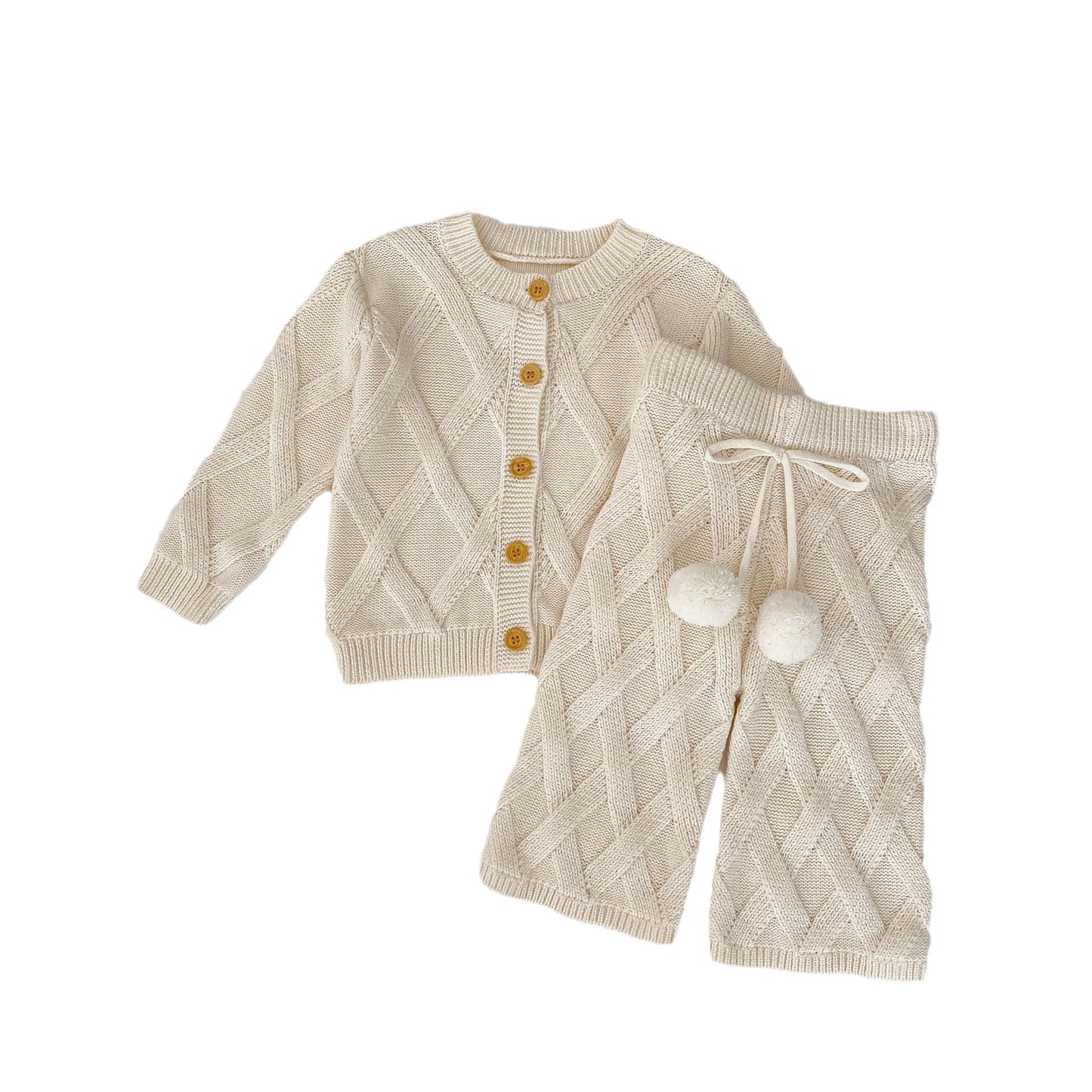 Baby Girl Knitted Cardigan With Pants Sets