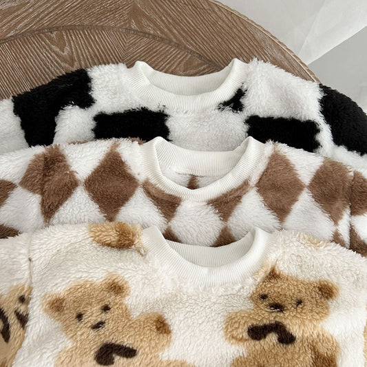 Baby Fashion Pattern Double-Sided Fleece Long Sleeve Sets