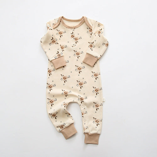 Baby Floral Graphic Envelope Collar Design Soft Cotton Nordic Style