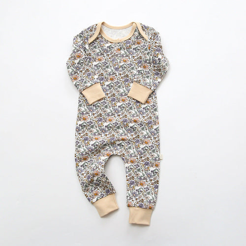 Baby Floral Graphic Envelope Collar Design Soft Cotton Nordic Style