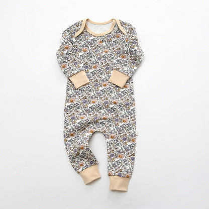 Baby Floral Graphic Envelope Collar Design Soft Cotton Nordic Style