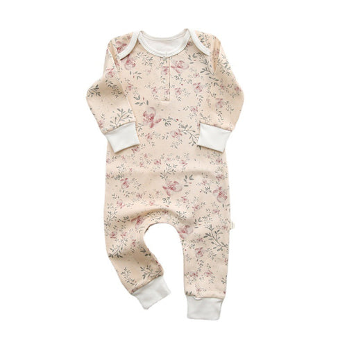 Baby Floral Graphic Envelope Collar Design Soft Cotton Nordic Style