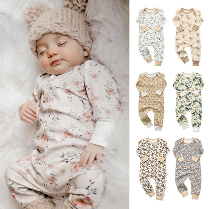 Baby Floral Graphic Envelope Collar Design Soft Cotton Nordic Style